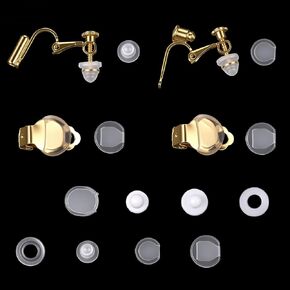 80Pcs Clip On Earrings Pads Cushions Backs Padding for Clip On Earrings Covers Silicone Pads for Earring Ear Back Covers Comfort Cushions, Clear White Gold in Kuwait