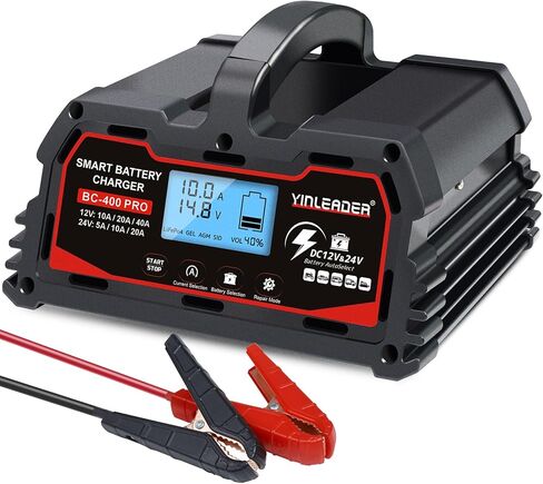 Battery Charger 40A, 12V/24V Lead Acid Smart Battery Charger, 12V LiFePO4 Car Battery Trickle Charger, Automatic Battery Maintainer for Car Motorcycle Lawn Mower Marine Boat Lead Acid Batteries in Saudi Arabia
