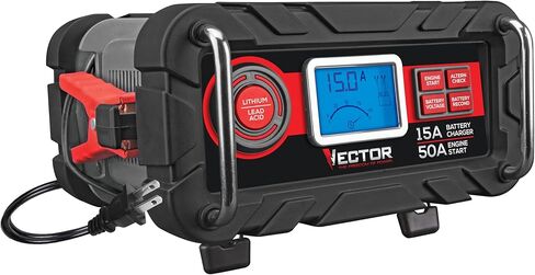 شاحن بطارية Vector BC15BV Amp أوتوماتيكي 12 فولت مع تشغيل محرك 50 أمبير وفحص المولد in Kuwait