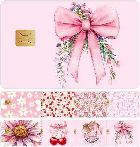Poveste 8 Pcs Credit Card Skin, Credit Card Skin Stickers for Small Chip, Personalized Debit Card Skin, Removable Waterproof PVC Debit Card Stickers, Transportation Bus Card Skin (Leopard Print Set) in Saudi Arabia