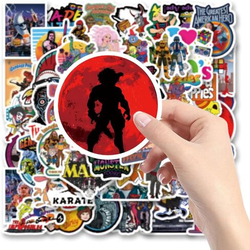 60pcs 80s Stickers Pack, Classic Animation Aesthetic Vinyl Waterproof Decals for Water Bottle,Laptop,Phone,Skateboard,Scrapbooking,Bumper Decor for Party Supply Decor in Saudi Arabia