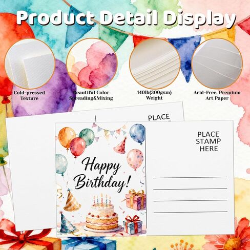 LOTMER 100 Pack Watercolor Postcards, 100% Cotton 140lb/300gsm Blank Postcards 4x6 Inch Watercolor Paper Post Cards Blank Watercolor Cards for DIY, Mailing, Painting, Invitations, Gift Cards in Saudi Arabia
