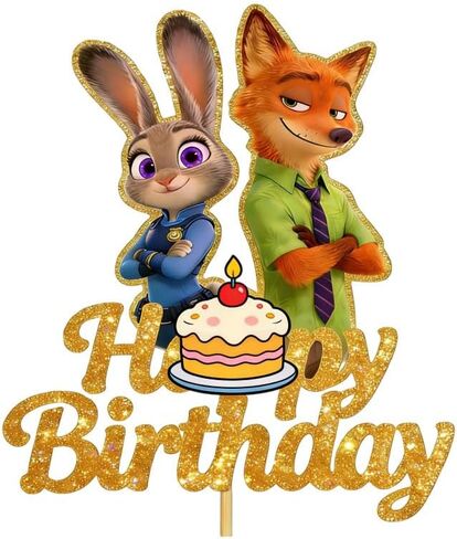 Glittery Happy Birthday Cake Toppers, Animals Theme Birthday Cake Decor, Cute Birthday Party Decorations for Boys and Girls in Saudi Arabia