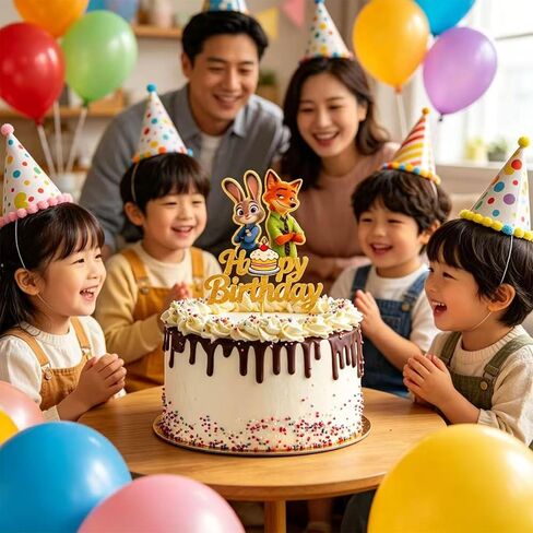 Glittery Happy Birthday Cake Toppers, Animals Theme Birthday Cake Decor, Cute Birthday Party Decorations for Boys and Girls in Saudi Arabia