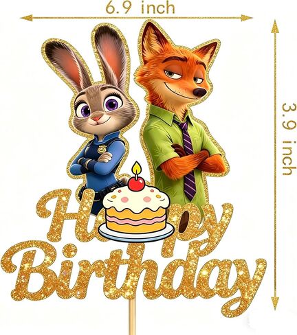 Glittery Happy Birthday Cake Toppers, Animals Theme Birthday Cake Decor, Cute Birthday Party Decorations for Boys and Girls in Saudi Arabia