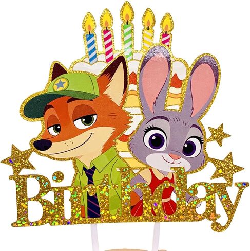 Glittery Happy Birthday Cake Toppers, Animals Theme Birthday Cake Decor, Cute Birthday Party Decorations for Boys and Girls in Saudi Arabia