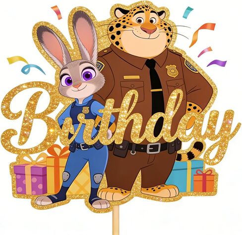 Glittery Happy Birthday Cake Toppers, Animals Theme Birthday Cake Decor, Cute Birthday Party Decorations for Boys and Girls in Saudi Arabia