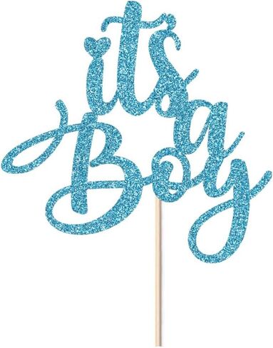Sleyberoy It's a Boy Baby Shower Cake Topper, Blue Glitter Lettering, for Gender Reveals and Newborn Parties 1st & 2nd Happy Birthday Selected cake decor (It's a boy) in Saudi Arabia