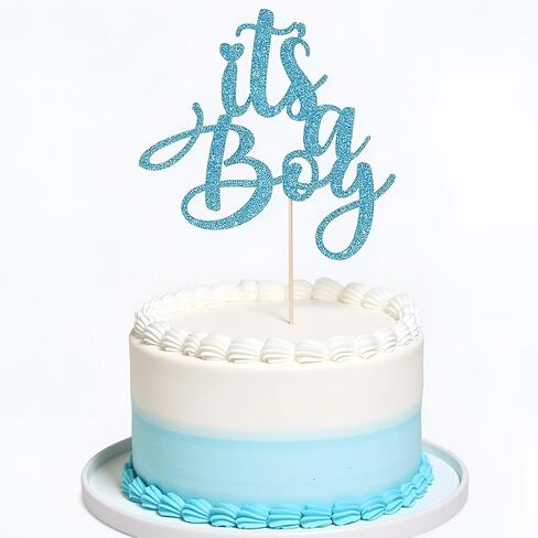 Sleyberoy It's a Boy Baby Shower Cake Topper, Blue Glitter Lettering, for Gender Reveals and Newborn Parties 1st & 2nd Happy Birthday Selected cake decor (It's a boy) in Saudi Arabia