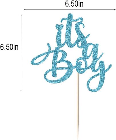 Sleyberoy It's a Boy Baby Shower Cake Topper, Blue Glitter Lettering, for Gender Reveals and Newborn Parties 1st & 2nd Happy Birthday Selected cake decor (It's a boy) in Saudi Arabia