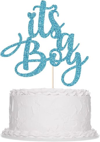 Sleyberoy It's a Boy Baby Shower Cake Topper, Blue Glitter Lettering, for Gender Reveals and Newborn Parties 1st & 2nd Happy Birthday Selected cake decor (It's a boy) in Saudi Arabia