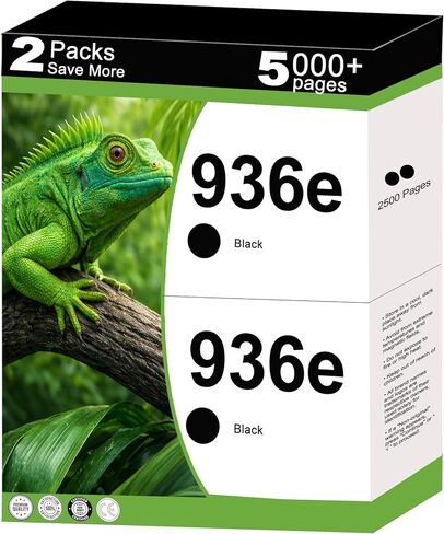 936e Ink Cartridges Compatible Replacement for HP 936 XL 936XL Work for OfficeJet 9122e Pro 9120 9120e 9125 9125e 9110b 9120b 9130b Wide Format 9730e 9730 Printer with V26.1.1 Chips ( Black, 2-Pack ) in Saudi Arabia