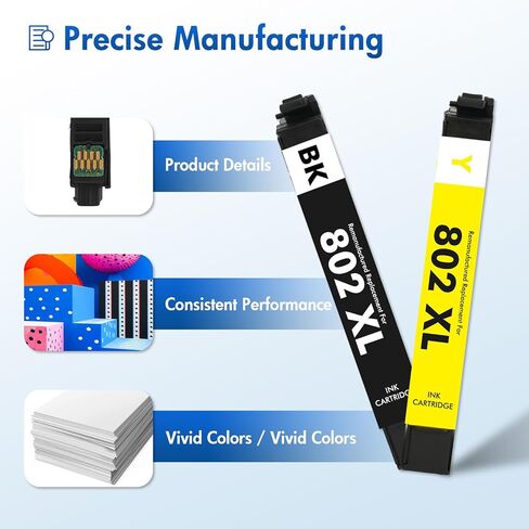 Remanufactured Replacement for 802 XL WF-4730 Ink Cartridges Combo Pack for Epson Printer Workforce Pro WF-4730 WF-4740 WF-4720 EC-4020 EC-4030 WF 4730 4740 (KCMY-4Pack) in Kuwait