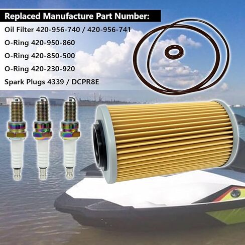 420956740 فلتر الزيت وDCPR8E Spark Plug O-Ring لـ Sea-Doo PWC 4-Tec Models 2002 & Up GTI 130 150 155 GTR GTX GTS 130 155 215 230 255 260 RXP 155 215 RXT 215 255 260 in Kuwait