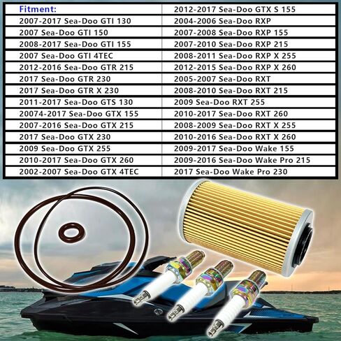 420956740 فلتر الزيت وDCPR8E Spark Plug O-Ring لـ Sea-Doo PWC 4-Tec Models 2002 & Up GTI 130 150 155 GTR GTX GTS 130 155 215 230 255 260 RXP 155 215 RXT 215 255 260 in Kuwait