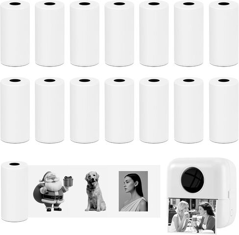 14 Rolls 57 * 25mm Thermal Printer Paper,Self-Adhesive Multicolor Printer Paper for Pocket Inkless Portable Photo,DIY,Note,Memo（8 White+6 Color in Saudi Arabia