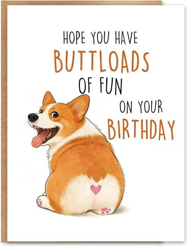 Funny Dog Birthday Card, Corgi Birthday Card, Dog Lover Birthday Gift, Printed Inside, with Kraft Envelope and Gold Seal Sticker in Saudi Arabia