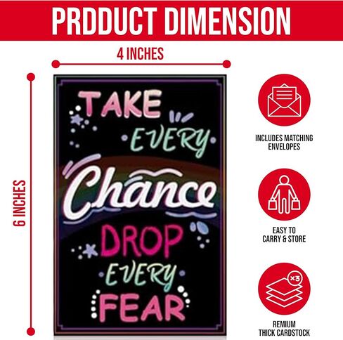 Iconikal 25-Count Inspirational Greeting Cards with Envelopes 4x6-Inch Motivational Quotes Blank Inside Encouragement Notes Bulk Pack in Saudi Arabia