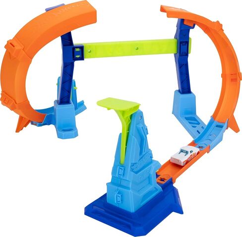 Hot Wheels Toy Car Track Set, Flip & Jump Through the Corkscrew Loop with a 1:64 Scale Toy Car, Speed Snap Track & Adapters, Compresses for Storage in Kuwait
