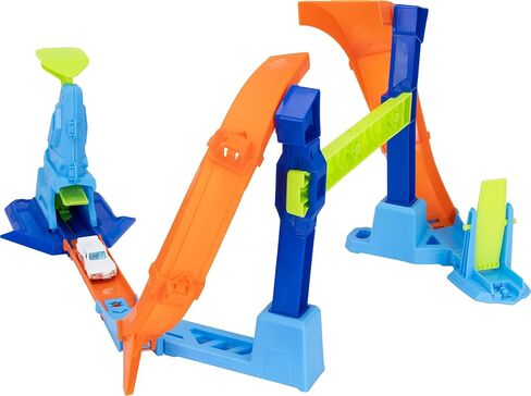 Hot Wheels Toy Car Track Set, Flip & Jump Through the Corkscrew Loop with a 1:64 Scale Toy Car, Speed Snap Track & Adapters, Compresses for Storage in Kuwait