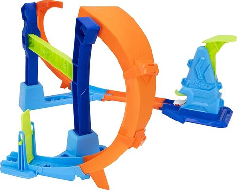 Hot Wheels Toy Car Track Set, Flip & Jump Through the Corkscrew Loop with a 1:64 Scale Toy Car, Speed Snap Track & Adapters, Compresses for Storage in Kuwait