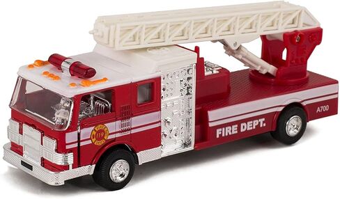 Master Toy Children's Collectible Die-Cast Metal Pull-Back Action & Sound Fire Engine Truck with Ladder, Red in Kuwait