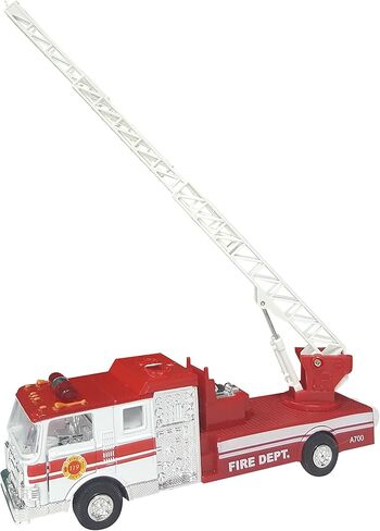 Master Toy Children's Collectible Die-Cast Metal Pull-Back Action & Sound Fire Engine Truck with Ladder, Red in Kuwait