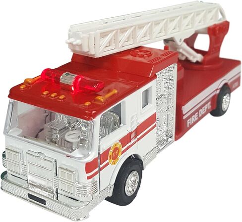 Master Toy Children's Collectible Die-Cast Metal Pull-Back Action & Sound Fire Engine Truck with Ladder, Red in Kuwait
