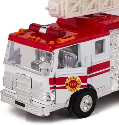 Master Toy Children's Collectible Die-Cast Metal Pull-Back Action & Sound Fire Engine Truck with Ladder, Red in Kuwait