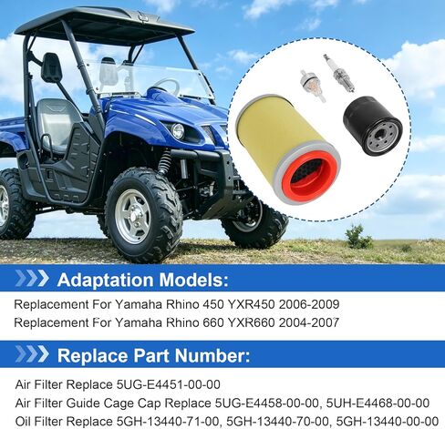طقم فلتر زيت لغطاء دليل فلتر الهواء من أجل Yamaha Rhino 450 YXR450 2006-2009، متوافق مع Rhino 660 YXR660 2004-2007، استبدل 5UG-E4451-00-00، 5GH-13440-71-00 in Kuwait