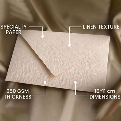 Spiritlink 20-Pack Linen White Embossed Envelopes, 16.4 x 11cm (6.46 x 4.33 Inches), 250gsm Heavy Duty Paper, Perfect for Wedding Invitations, Thank You Cards, Birthday Greetings & Business Letters in Kuwait