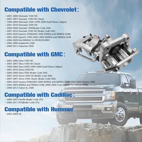 Front Disc Brake Caliper Assembly and Dual Piston Brake Caliper with Bracket FIT 2001-2010 Chevy Silverado 2500HD 3500, FIT GMC Sierra 2500HD 3500, FIT Cadillac DeVille DTS J55, 2PCS LH/RH in Saudi Arabia