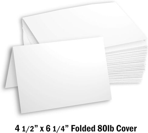 Hamilco White Cardstock Paper for A6 Folded Cards – 4.5" x 6.25", 80 lb Cover, Blank Note, Greeting & Invitation Cards, 100 Pack in Kuwait