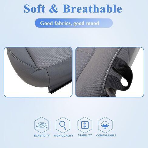 NLQR Front Passenger Side Bottom Replacement Cloth Seat Cover Gray Compatible with Dodge Ram 1500 2500 3500 4500 5500 2013 2014 2015 2016 2017 2018 in Kuwait