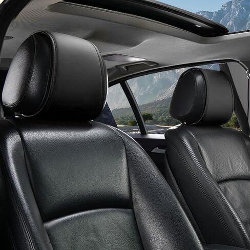 2PCS Car Headrest Covers, Leather Dirt-Proof Vehicle Head Rest Protector with Storage Pocket, Multifunctional Auto Interior Seat Head Protective Dust Cover, Universal Fit (Black) in Kuwait