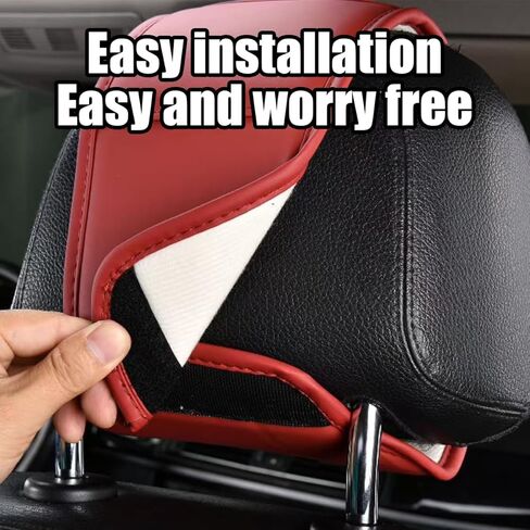 2PCS Car Headrest Covers, Leather Dirt-Proof Vehicle Head Rest Protector with Storage Pocket, Multifunctional Auto Interior Seat Head Protective Dust Cover, Universal Fit (Black) in Kuwait