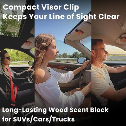 Car Air Freshener Wood 2 Pack — Refillable Solid Diffuser, North American Alder Scent, Leather Visor Clips — No Liquid Odor Eliminator for Cars, Trucks, SUVs in Saudi Arabia