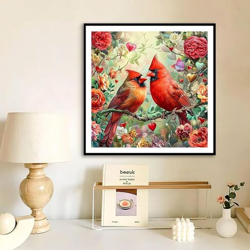 FHBUBPUP Cardinal Diamond Art Kits for Adults, Bird Diamond Painting Kits, Beginners DIY Full Drill Round Diamond Dot Gem Art Crafts Home Wall Decoration Gift 12×12Inch in Kuwait