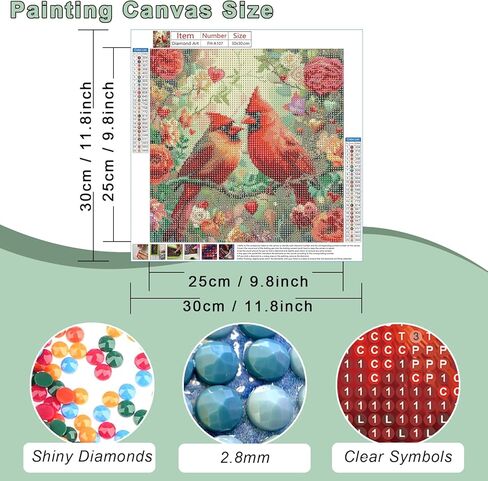 FHBUBPUP Cardinal Diamond Art Kits for Adults, Bird Diamond Painting Kits, Beginners DIY Full Drill Round Diamond Dot Gem Art Crafts Home Wall Decoration Gift 12×12Inch in Kuwait