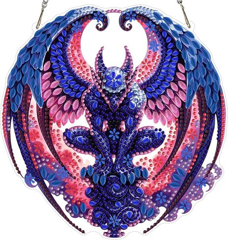 MXJSUA American Flag Bald Eagle Diamond Painting Art Window Suncatchers, Diamond Art Kits for Adults Hanging Ornaments with Chain, 5D Special Shape Crystal Diamond Pendant Accessories for Decor Gift in Kuwait