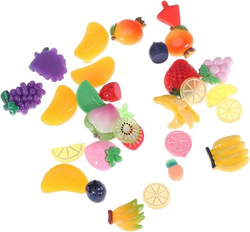 30Pcs Mixed Resin Stickers DIY Resin Pieces Fruit Craft Ornaments for Scrapbooking Phone Case Decoration Jewelry Making Accessories in Kuwait