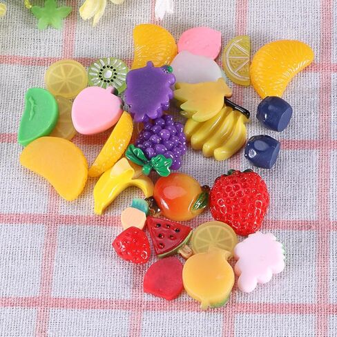 30Pcs Mixed Resin Stickers DIY Resin Pieces Fruit Craft Ornaments for Scrapbooking Phone Case Decoration Jewelry Making Accessories in Kuwait