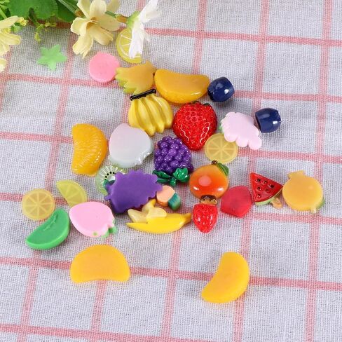 30Pcs Mixed Resin Stickers DIY Resin Pieces Fruit Craft Ornaments for Scrapbooking Phone Case Decoration Jewelry Making Accessories in Kuwait