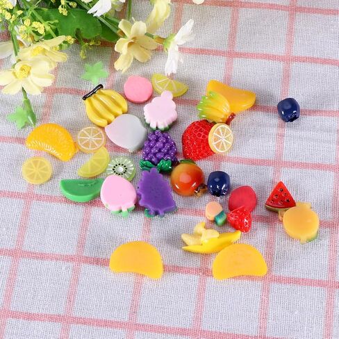 30Pcs Mixed Resin Stickers DIY Resin Pieces Fruit Craft Ornaments for Scrapbooking Phone Case Decoration Jewelry Making Accessories in Kuwait