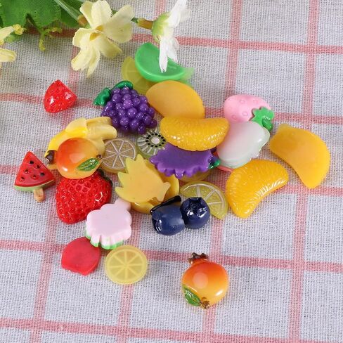 30Pcs Mixed Resin Stickers DIY Resin Pieces Fruit Craft Ornaments for Scrapbooking Phone Case Decoration Jewelry Making Accessories in Kuwait