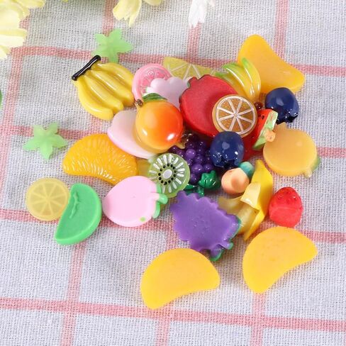 30Pcs Mixed Resin Stickers DIY Resin Pieces Fruit Craft Ornaments for Scrapbooking Phone Case Decoration Jewelry Making Accessories in Kuwait
