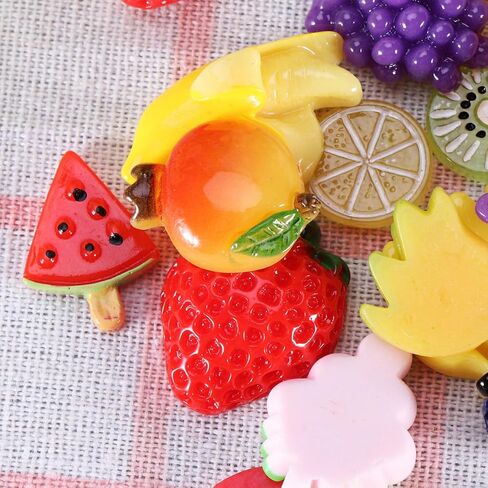 30Pcs Mixed Resin Stickers DIY Resin Pieces Fruit Craft Ornaments for Scrapbooking Phone Case Decoration Jewelry Making Accessories in Kuwait