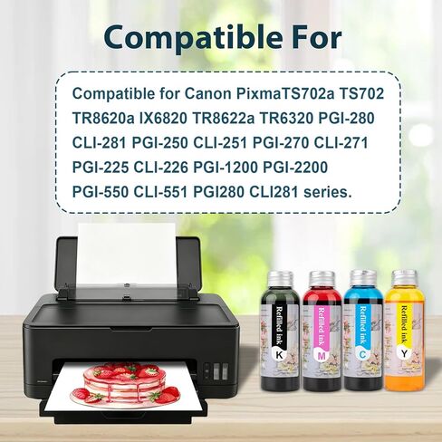 4×100 ML Ink Refill Printer for 280/281XL 270/271XL 250/251XL Compatible for Canon PIXMA TS702a iP7220 MG5420 MG5520 MG6420 MX722 MX922 TR8620a TR8622a TS702 IX6820 TR6320 Printers 4 Pack BKCYM in Saudi Arabia
