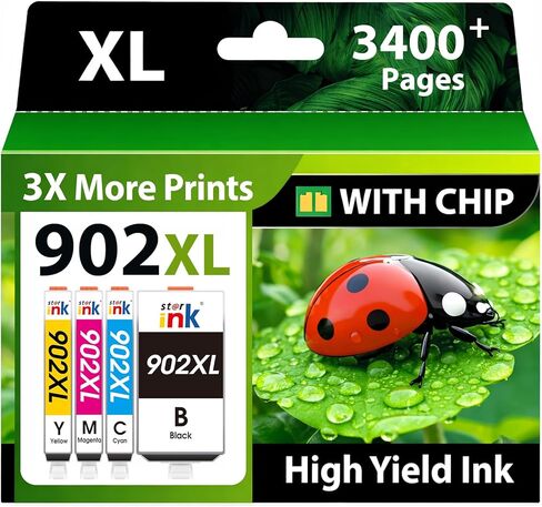 Starink 902 902XL Ink Cartridges Replacement for HP 902 Ink Cartridges Combo Pack Compatible with Officejet Pro 6978 6968 6974 6975 6960 Officejet 6951 6954 6956 6958 Printers, 4 Pack, BKCMY in Saudi Arabia
