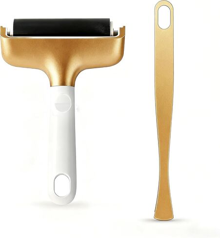 Brayer Roller & Mat Tweezers Remover Tool Set Crafting Brayer for Cricut/Silhouette/Brother Crafting Printmaking Fabric Crafting and T-Shirts Heat Transfer Projects(Gold) in Saudi Arabia